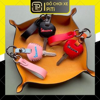 Bọc chìa khóa thương hiệu PiTi dành cho xe Piaggio Vespa Primavera Sprint Lx S Liberty Zip Fly handmade móc tròn đen VEM