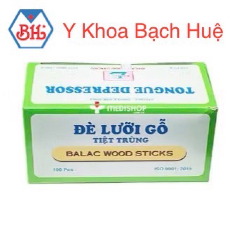 Que đè lưỡi gỗ hộp 100 que.Dụng cụ đè lưỡi gỗ Lạc Việt thớ gỗ đồng đều, mịn chỉ sử dụng 1 lần