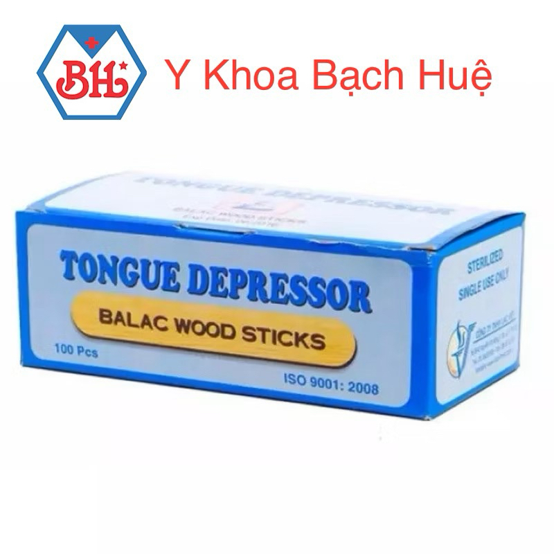 Que đè lưỡi gỗ chưa tiệt trùng( hộp 100 que) . Que đè lưỡi Balac hỗ trợ khám miệng , mũi, họng
