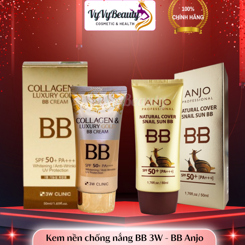 Kem nền chống nắng BB 3W Clinic/  BB Anjo Hàn Quốc 50ml