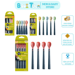 Muỗng/Thìa ăn dặm bề mặt kháng khuẩn Tommee Tippe dành cho bé,  Thìa ăn dặm báo nóng Tommee Tippee Cho bé từ 4m+