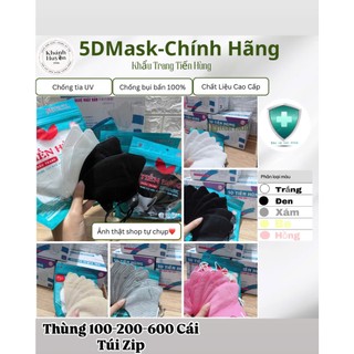 [Thùng 200 cái] Khẩu trang 5D TIẾN HÙNG Túi Zip Chính Hãng 3 lớp kháng khuẩn,chống  bụi