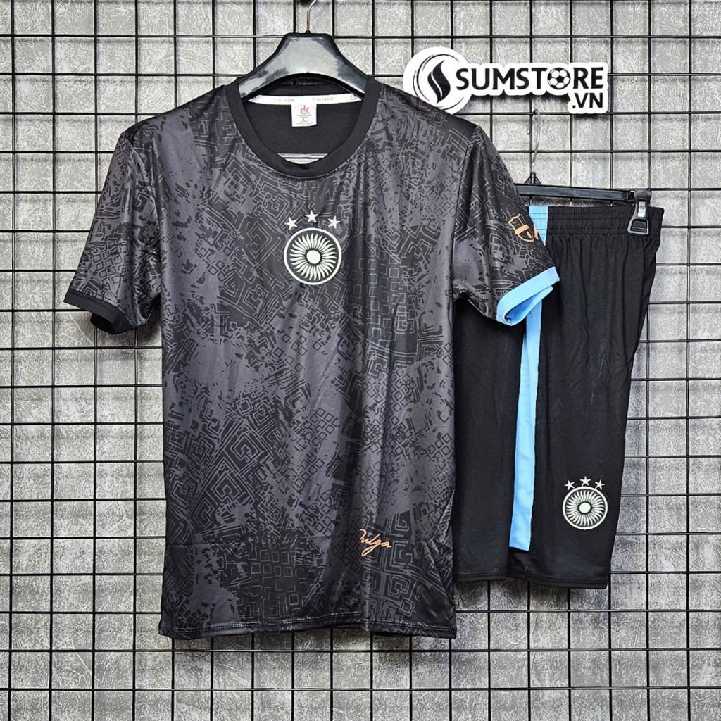 Bộ Quần Áo Đá Bóng Camisa Goat Đen 2025  - Đồ Thể Thao Thun Lạnh Mát Mịn