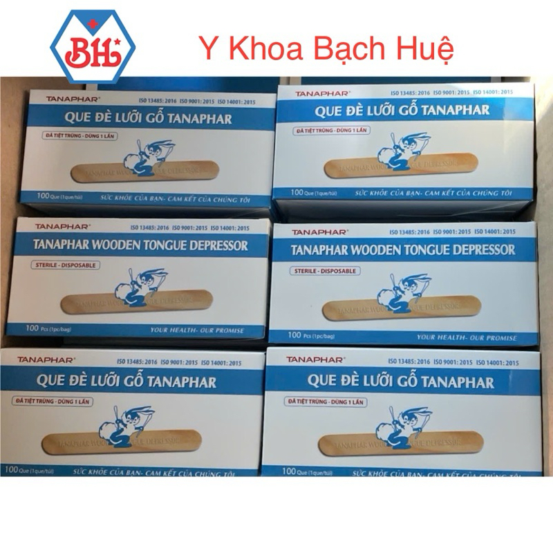 Hộp que đè lưỡi gỗ tiệt trùng Tanaphar ( Hộp 100 que). Que đè lưỡi gỗ Tana chất liệu gỗ tự nhiên ,an