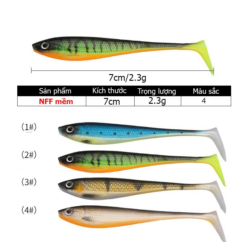 Mồi mềm câu lure NFF mini 7cm hàng nhập chất lượng cao