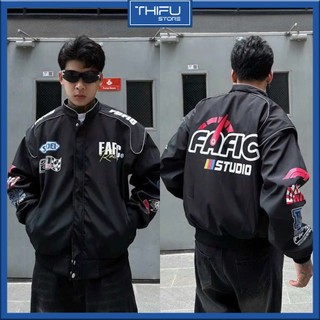  Áo Khoác Nam Nữ Đi Phượt Racing Jacket Có Dây Kéo Khoá Cổ Trụ Phong Cách Cực Chất FAFIC STUDIO 
