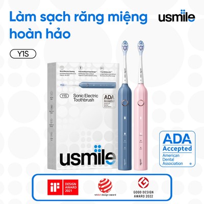 Bàn chải điện sóng siêu âm usmile Y1S (bản nâng cấp) - Bảo hành 12 tháng Thời lượng pin dài bàn chải đánh răng cao cấp