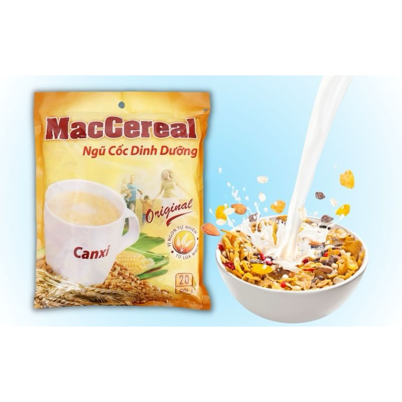 Ngũ cốc dinh dưỡng Canxi MacCereal bịch 560g  (Tặng 2 gói cf 40gr )
