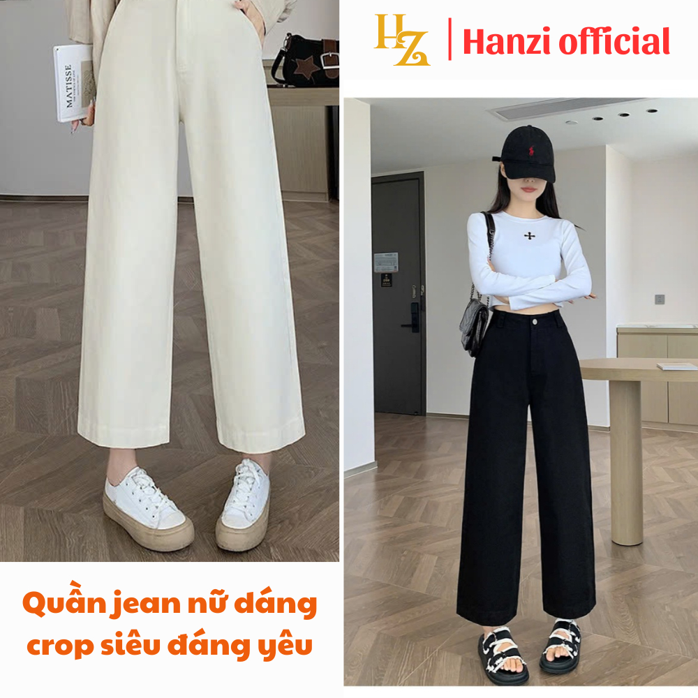 Quần jean nữ dáng crop cho các bạn đáng yêu, Quần bò jean nữ ống đứng chất jean cao cấp G807