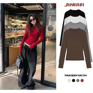 Áo thun giữ nhiệt dài tay siêu co giãn chất cotton mịn dày dặn Justdun A8