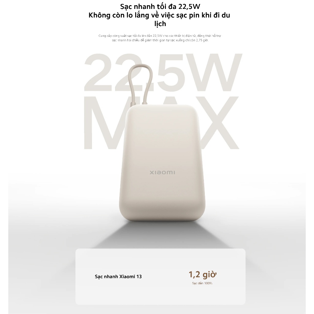 Pin sạc dự phòng Xiaomi 10000mAh Cáp Type-C Tích hợp 22,5W In/Out Type-C - Hàng chính hãng | BigBuy360 - bigbuy360.vn