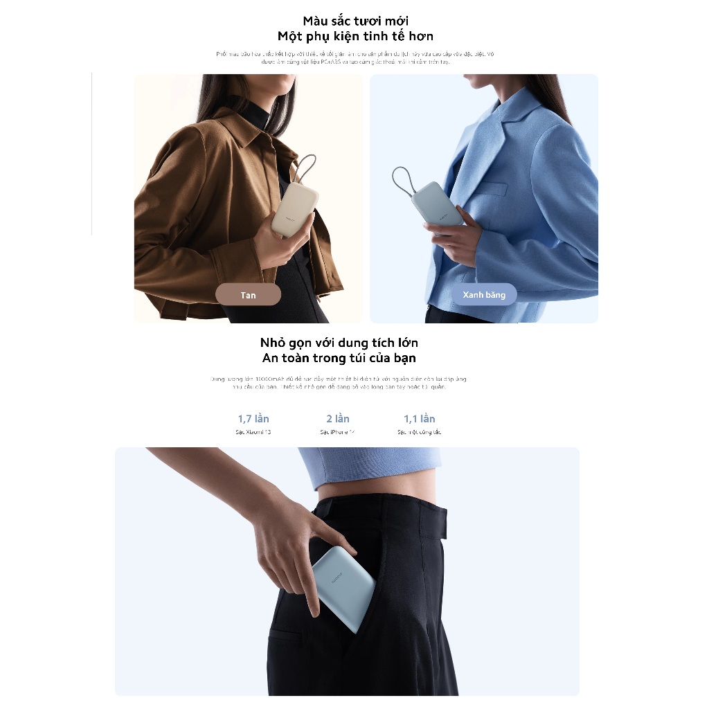 Pin sạc dự phòng Xiaomi 10000mAh Cáp Type-C Tích hợp 22,5W In/Out Type-C - Hàng chính hãng | BigBuy360 - bigbuy360.vn