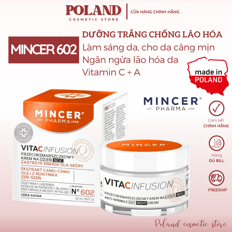 Kem dưỡng trắng da Mincer 602 dưỡng da trắng sáng mờ thâm nám ngừa nếp nhăn chống lão hóa da