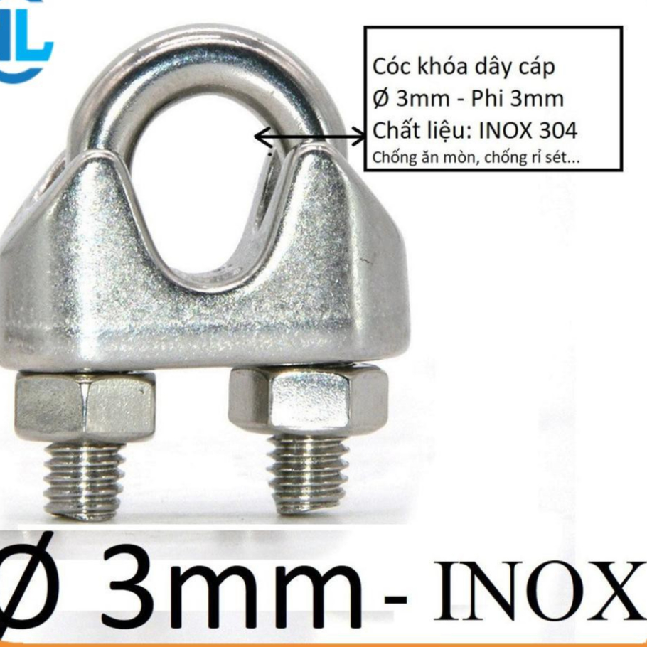 Cóc khóa cáp Ø [ 3mm ] INOX