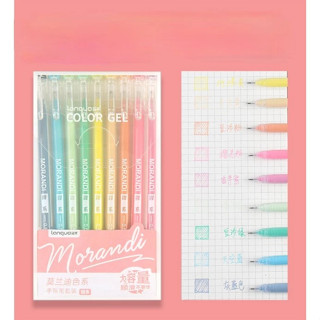 [Choice] Set 9 bút gel bút mực nhiều màu Morandi LS1-0774-12 ngòi 0.5mm dễ thương