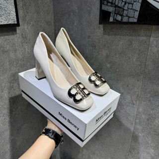  Giày gót trụ tag BB hàng miíbenley nội địa trung chất da mềm đi bao êm 