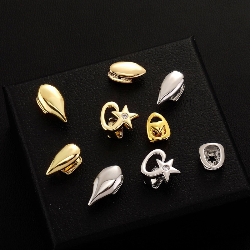 Grillz trang sức răng đơn , răng đôi vàng bạc Min Gems