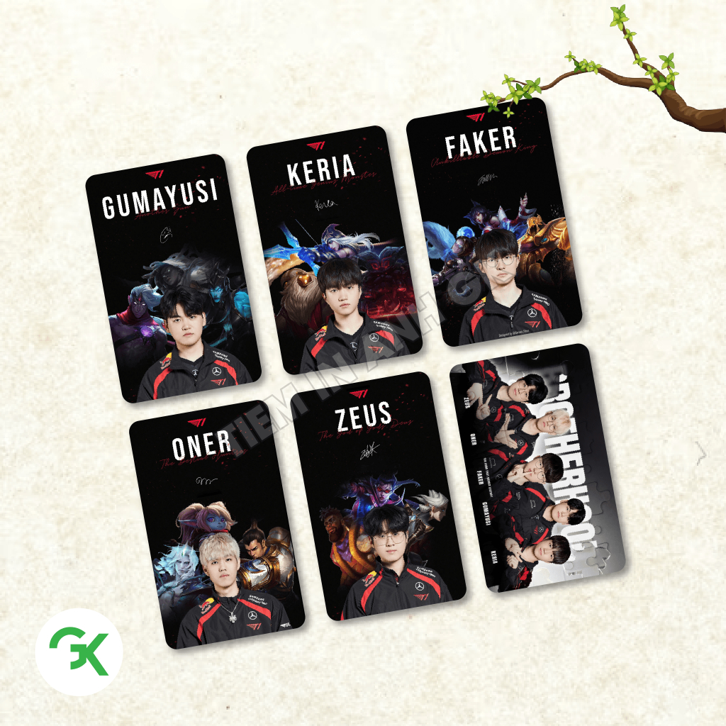 COMBO 6 Photocard Esports T1 LOL - Liên Minh Huyền Thoại - Zeus . Oner . Faker . Gumayusi . Keria - 