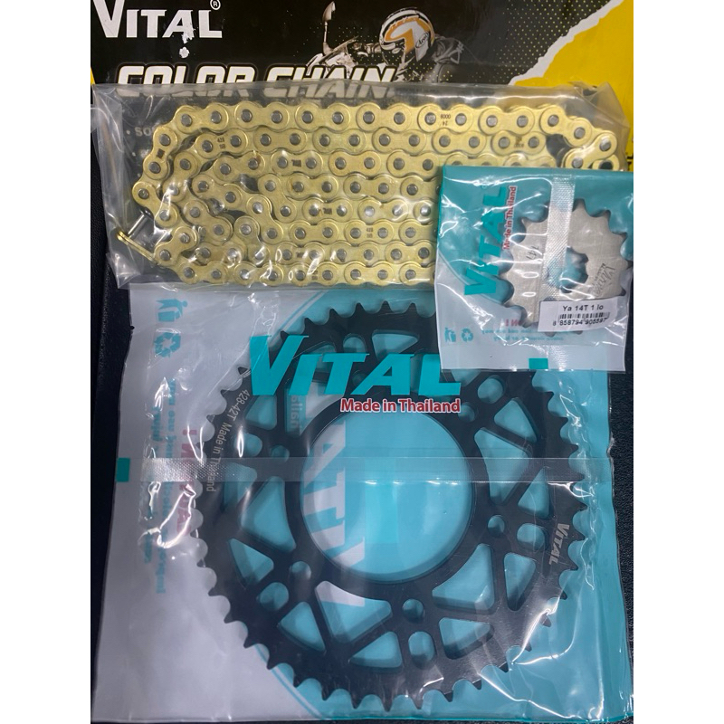 Nhông sên dĩa Ex150 / Ex 150 / Ex 155 /EXCITER 150 /  Fz150i SÊN VÀNG 9 ly VITAL - NSD, xích đĩa tải