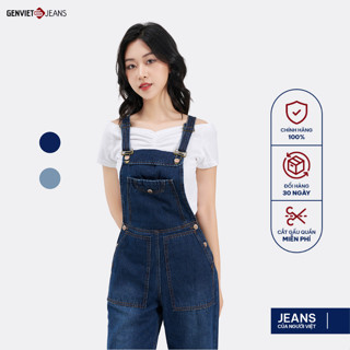 Yếm Dài Nữ GENVIET Vải Jeans Trẻ Trung Dáng Suông, Yếm Bò Nữ Cúc Cài Dày Dặn Ống Suông Thời Trang TY124J8183