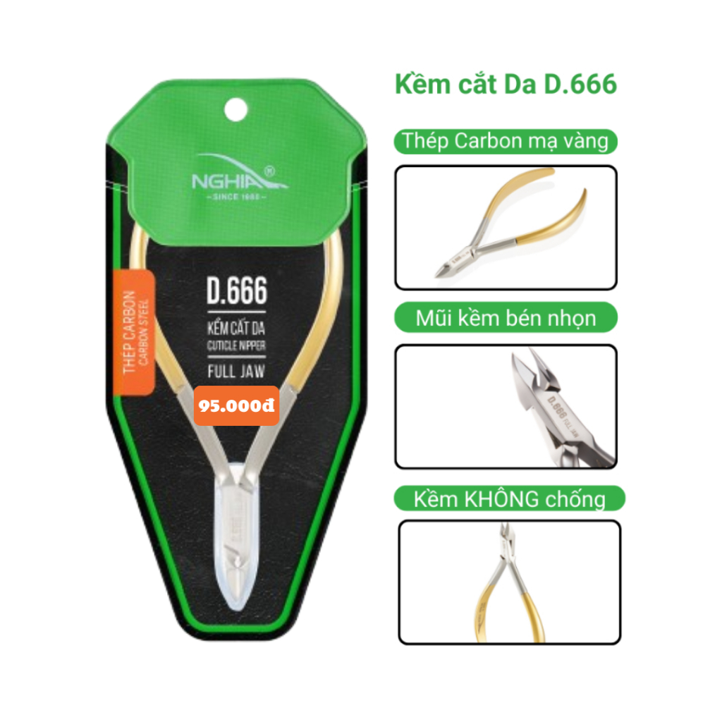 Kềm‎ Cắt​ Da KỀM​ NGHĨA D.666 Không c‎hống Thép Chuyên Dụng Mạ Vàng kìm nhặt da Nghĩa D666