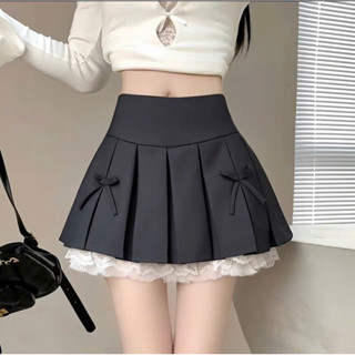  CHÂN VÁY TENNIS XẾP LY PHỐI REN ĐÍNH NƠ VIỀN HOT CÓ QUẦN BẢO HỘ V5055 