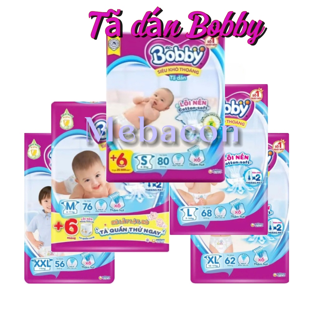 Tã dán/Tã quần Bobby M76,L68,XL62,XXL56 mới