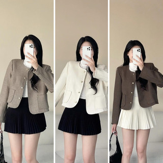   HÀNG SẴN  Áo dạ cúc đồng dáng lửng - áo khoác dạ HQ form vừa kiểu dáng sang chảnh basic hàng QC cao cấp 