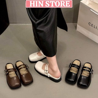 Sục nữ đế bệt da mềm 2 khuy mẫu mới sang chảnh hottrend, giày búp bê sandal phong cách Hàn Quốc MS25