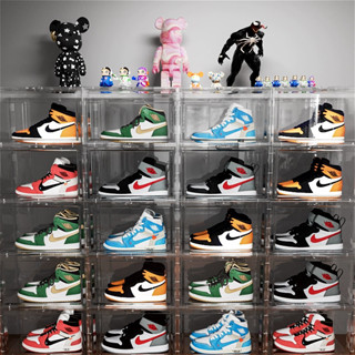 Combo 6-8-10-12 Hộp đựng giày Sneaker Box Solemates cửa mở ngang, nam châm, trong suốt 360 độ, Kích Thước 36x28x22cm