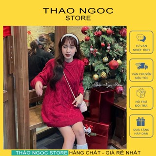 Áo len nữ đỏ giáng sinh Noel tay dài form rộng hàng nhập! (có sẵn, hình thật) THẢO NGỌC STORE
