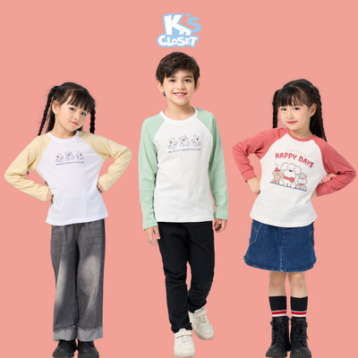 Áo Dài Tay Thu Đông K'S CLOSET Chất Liệu Cotton Cho Bé Trai và Bé Gái Từ 9-50kg (2-14T) KT354FOF/E038FOF