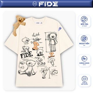 Áo thun FIDE TEEDY phông cotton unisex nam nữ form rộng cổ tròn áo đính gấu - AT49(TẶNG KÈM GẤU)