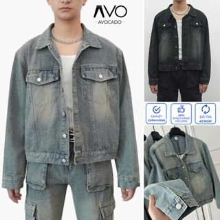 Áo Khoác Jean Bò Denim jacket nam nữ form Boxy Unisex Avocado wash màu xanh đen retro cao cấp bigsize