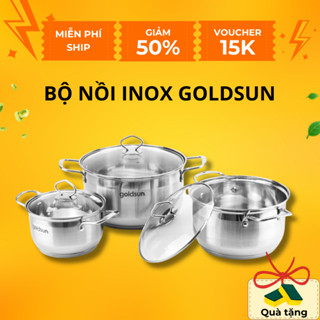 Bộ nồi inox Goldsun GPS1730 kết cấu 5 lớp đáy sử dụng trên mọi loại bếp