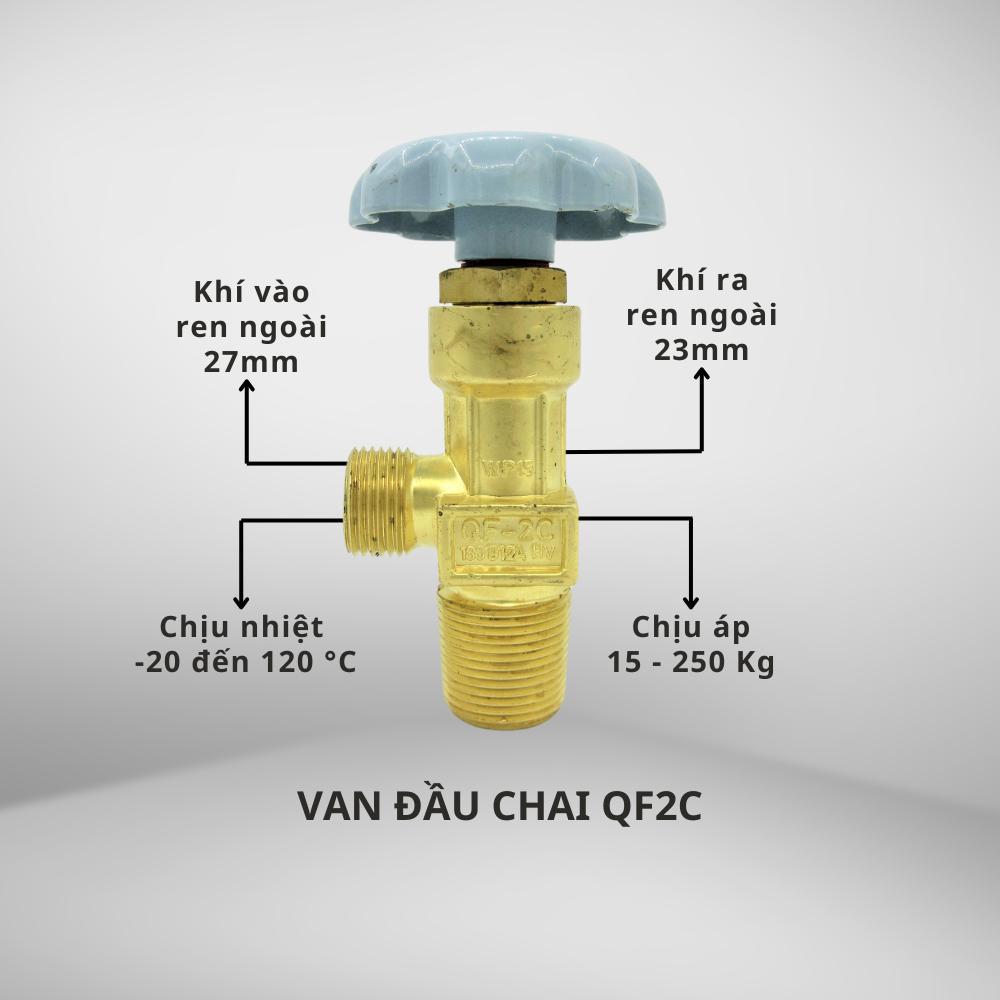 Van Đầu Chai & Đầu Bình Khí Gió Đá QF2C – Phụ Kiện Máy Hàn & Khí Nén