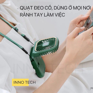 Quạt Cầm Tay 7 Bánh Răng Gấp Gọn Và  Dây Choàng Cổ Quạt 10 Tiếng Siêu Lâu Dung Lượng Pin 3000mAh 