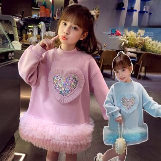  3-14Y Váy nhung bé gái váy len dáng rộng phong cách Hàn Quốc mùa đông 2024 váy thường ngày mới cho bé gái 