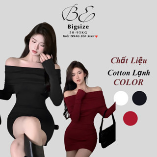  Váy Dự Tiệc Body Trễ Vai Vải Cotton Lạnh Cao Cấp BigSize Từ 40 - 95Kg Béo Xinh Shop 