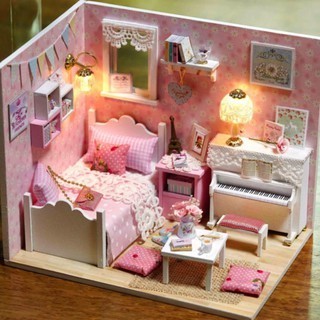 Nhà Búp Bê DIY - Cute Room H013, H015, H016, H012 ( Tặng Mica + Keo + nhíp)