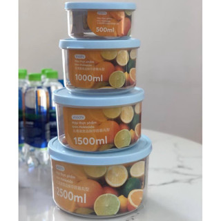  Bộ 4 hộp nhựa đựng thực phẩm tròn Inochi  500-1000-1500-2500ml  