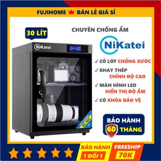 Tủ chống ẩm NC-30S 30Lit, cửa kính 2 lớp chịu va đập, tụ động điều khiển độ ẩm giúp bảo vệ máy ảnh, BH 5 năm