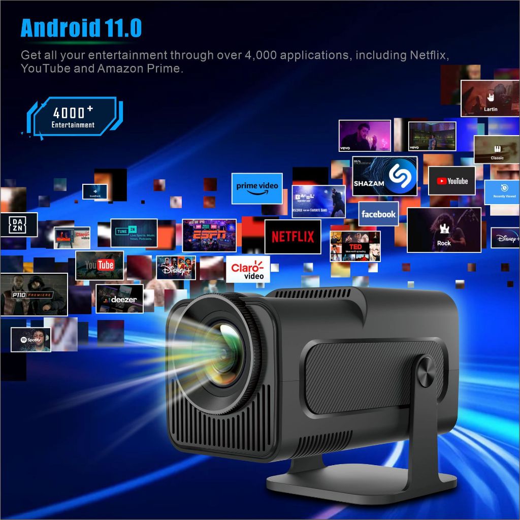 Máy chiếu mini HY320 Full HD projector 4K WiFi6 Bluetooth5.0 Android11.0 xem phim Netflix YouTube