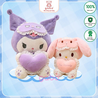 Gấu Bông Kuromi ôm tim, Melody Ôm tim kèm bịt mắt GABO TEDDY BEAR