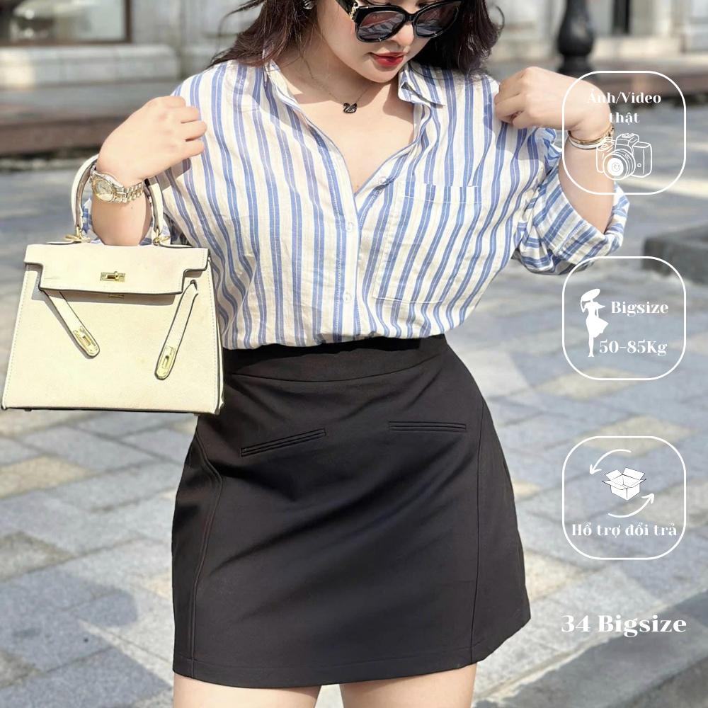 Chân váy túi xéo 34CV024, chân váy bigsize công sở 34 BIGSiZE form chữ A cho nữ di làm, di chơi