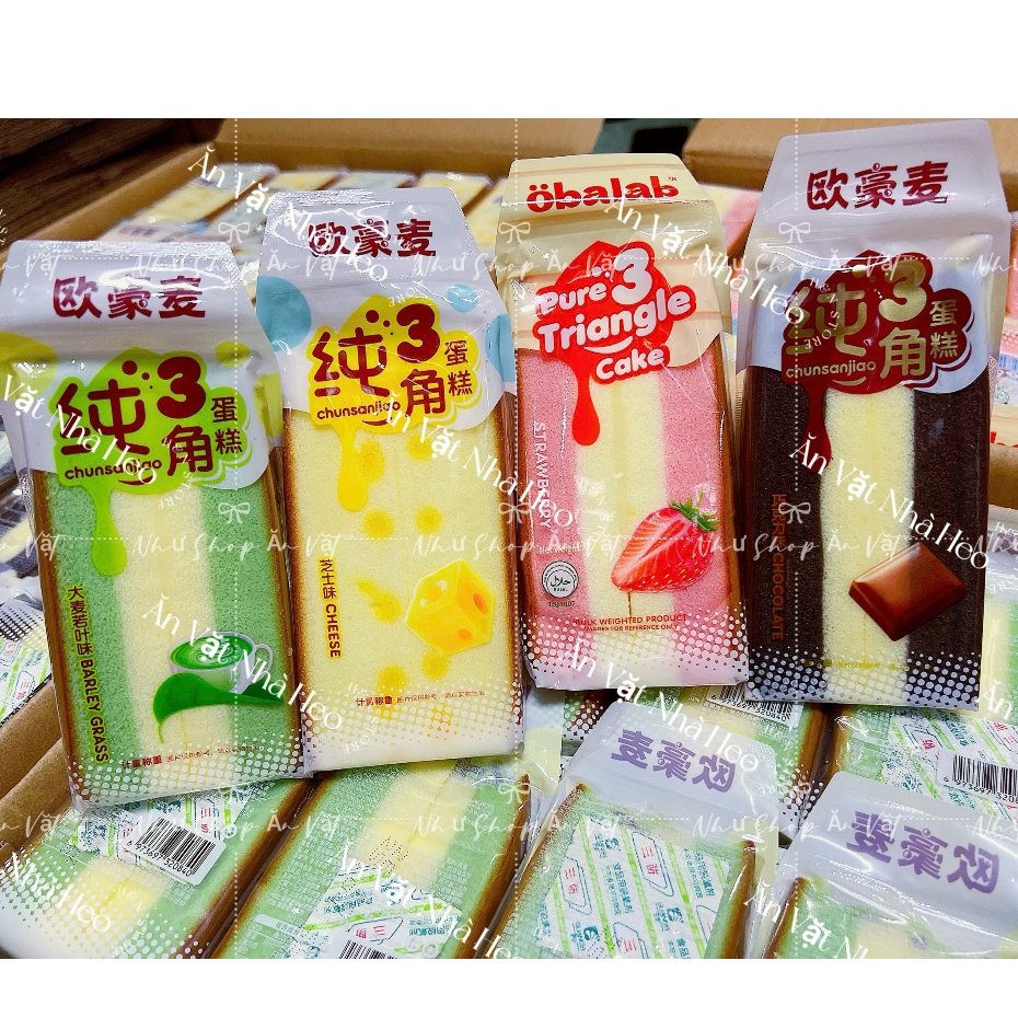 Thùng bánh 20 cái Bông lan đài loan tam giác 4 vị Obalab