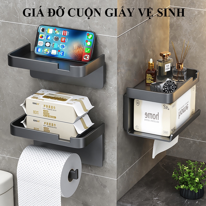 Giá treo giấy vệ sinh HOMELOVE Kệ để cuộn giấy vệ sinh nhựa ABS dán tường kệ để vật dụng để điện thoại đồng hồ