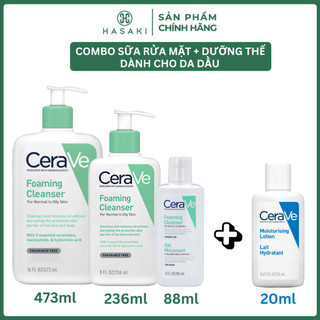   DAILY  Combo CeraVe Sữa Rửa Mặt Cho Da Khô Da Dầu + Sữa Dưỡng Thể Cho Da Khô 20ml Hasaki Chính Hãng 