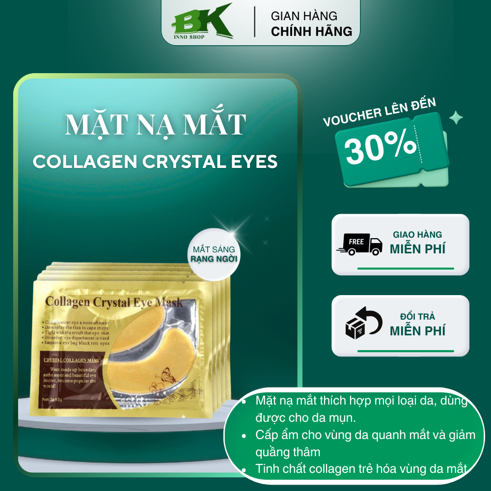 Mặt Nạ Mắt Làm Mờ Quầng Thâm Mắt Collagen Crystal Eyes Giúp Dưỡng Ẩm Và Làm Mịn Da, Thư Giãn Và Làm Dịu Làn Da | BK INNO