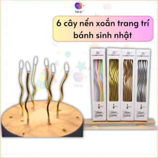  Nến sinh nhật nến xoắn trang trí bánh sinh nhật nến sáp trang trí bánh kem  HỘP 6 CÂY  